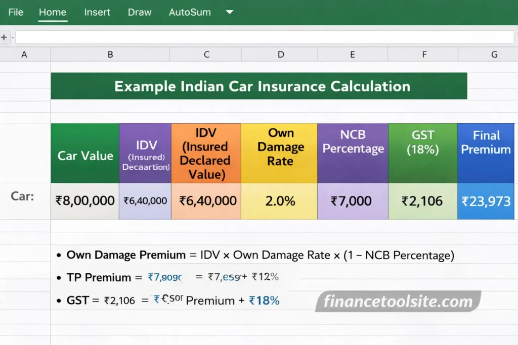 Indian car insurance premium breakdown