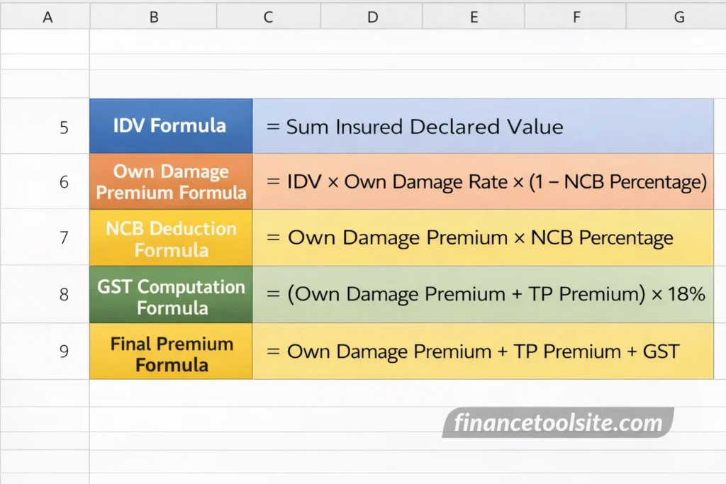 Motor insurance premium calculation formulas