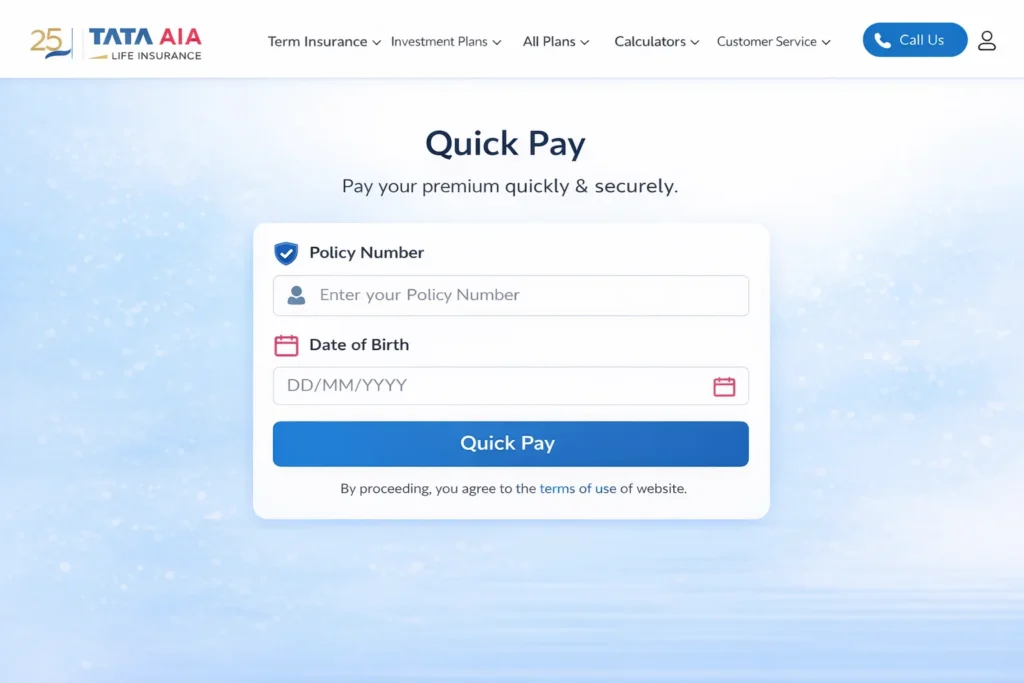 Tata AIA Life Insurance Quick Pay
