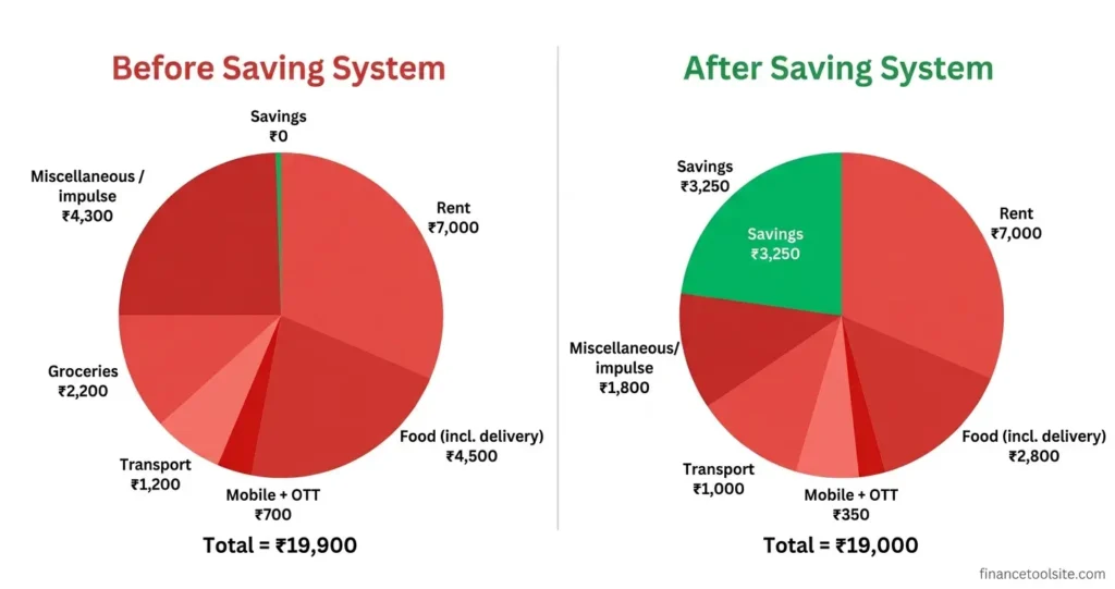 how to save money with 20000 salary budget breakdown india