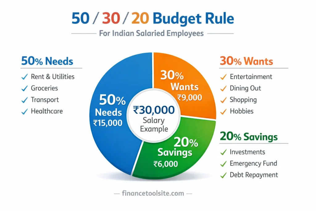 50 30 20 rule india salary example budget breakdown for monthly income saving plan