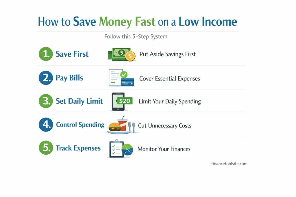 how to save money fast on a low income step by step system