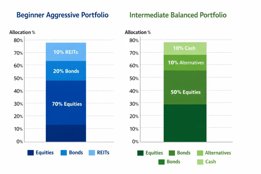 Investment portfolio comparison charts