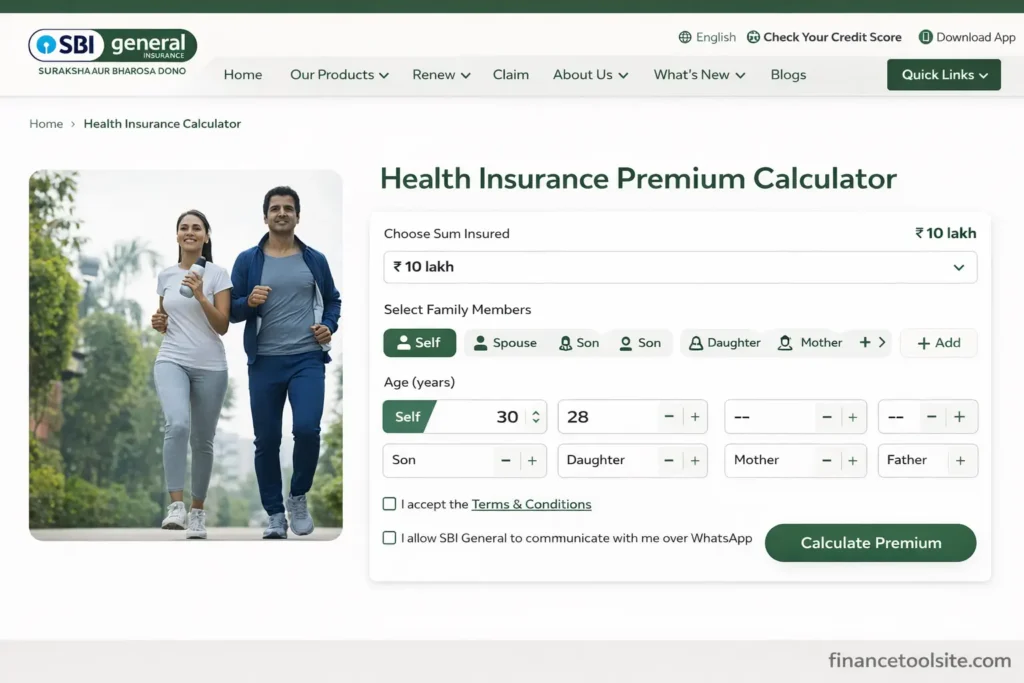 SBI Health Insurance Plans for Family Premium Calculator