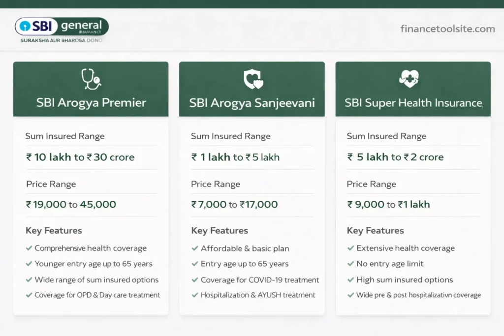 SBI health insurance plans comparison chart