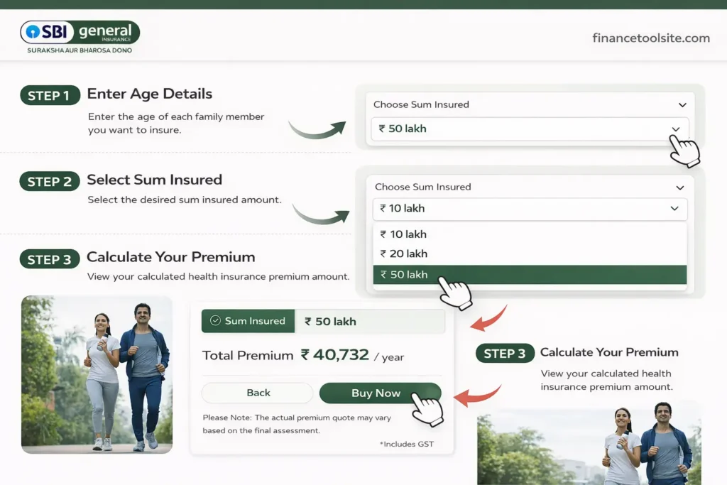 SBI health insurance premium calculation guide