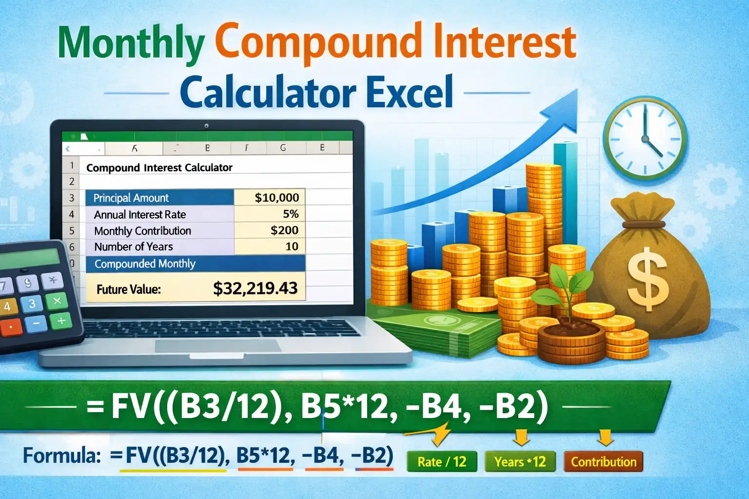 monthly compound interest calculator Excel