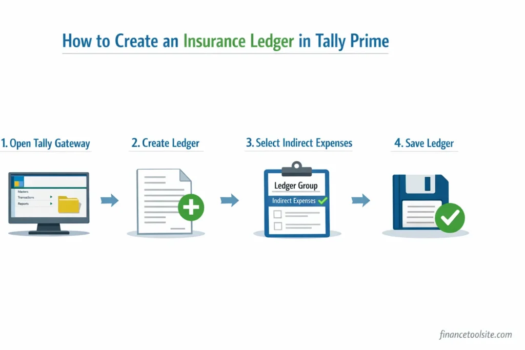 how to create insurance ledger in tally prime step by step