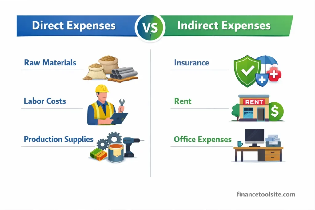 direct expenses vs indirect expenses accounting explanation